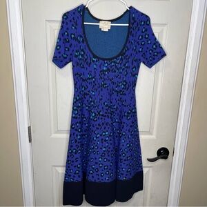 Kate Spade Women’s Blue Animal Print Short Sleeve Dress Sz S